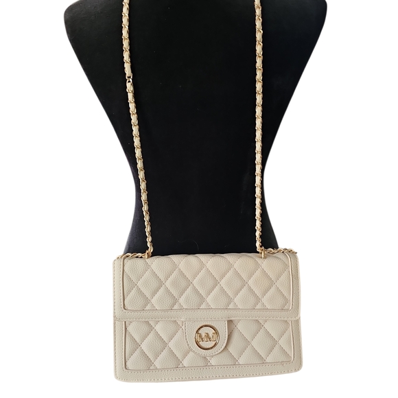 Marilyn Monroe Handbags - Marilyn Monroe Quilted Cream Crossbody with Gold Chain